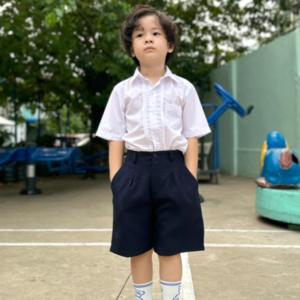 Quần ngắn bé trai có khóa kéo đồng phục học sinh nam