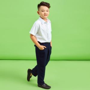 Quần dài bé trai phối thun có khóa kéo đồng phục học sinh nam