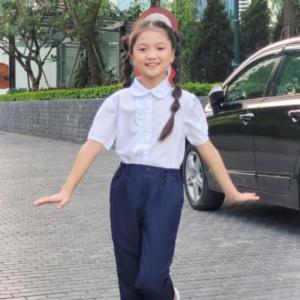 Áo sơ mi bé gái đi học bèo ngực đồng phục học sinh nữ