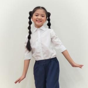 Áo sơ mi bé gái đi học tay lỡ đồng phục học sinh nữ
