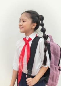 Áo sơ mi bé gái đi học tay lỡ đồng phục học sinh nữ