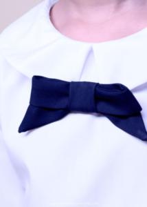 Đầm bé gái đi học cổ sen đính nơ ngực đồng phục học sinh nữ