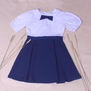 Đầm bé gái đi học cổ sen đính nơ ngực đồng phục học sinh nữ big size