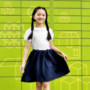 Đầm bé gái đi học cổ sen xếp li ngực đồng phục học sinh nữ big size