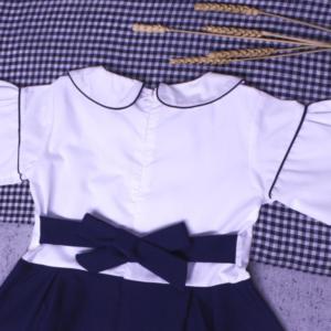 Đầm bé gái đi học tay xòe viền đồng phục học sinh nữ big size