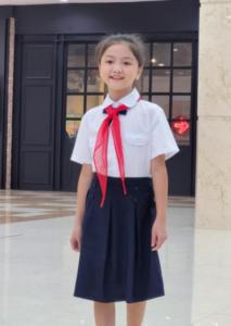 Áo sơ mi bé gái đi học có nắp túi đồng phục học sinh nữ