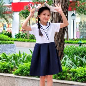 Đầm bé gái đi học cổ hải quân đồng phục học sinh nữ