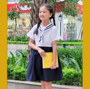 Đầm bé gái đi học cổ hải quân đồng phục học sinh nữ
