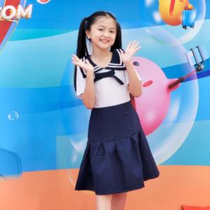 Đầm bé gái đi học cổ hải quân vuông đồng phục học sinh nữ