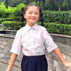 Áo sơ mi bé gái đi học xếp ly nhuyễn trên vai đồng phục học sinh nữ