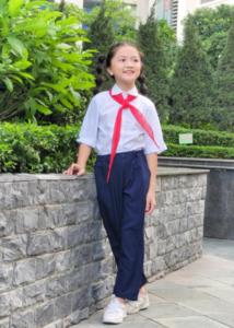 Áo sơ mi bé gái đi học xếp ly nhuyễn trên vai đồng phục học sinh nữ