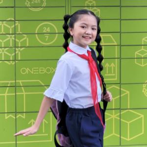 Áo sơ mi bé gái cổ sen phối ren tay xòe đồng phục học sinh nữ