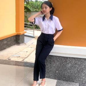 Quần tây bé gái cao cấp xanh đen đồng phục học sinh nữ