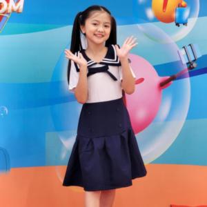 Đầm bé gái cổ hải quân xếp li đồng phục học sinh nữ