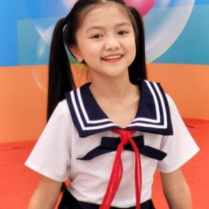 Đầm bé gái cổ hải quân xếp li đồng phục học sinh nữ