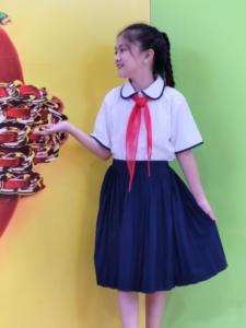 Chân váy bé gái vải lụa dập li đồng phục học sinh nữ