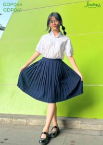 Áo sơ mi bé gái bèo ngực trắng kem đồng phục học sinh nữ