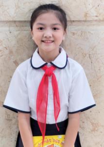 Áo cổ lá sen bé gái viền xanh đồng phục học sinh nữ