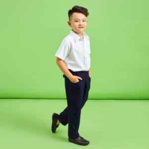 Quần tây bé trai đi học dây kéo lưng thun đồng phục học sinh nam big size