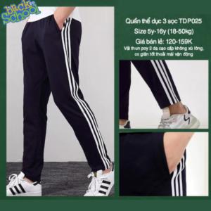 Quần thể dục 3 sọc đồng phục học sinh nam nữ